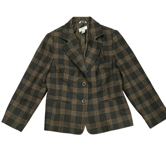 Talbots Petite Brown Blazer Jacket Academia Italian Classic Wool Blend Size 12 - Picture 1 of 10
